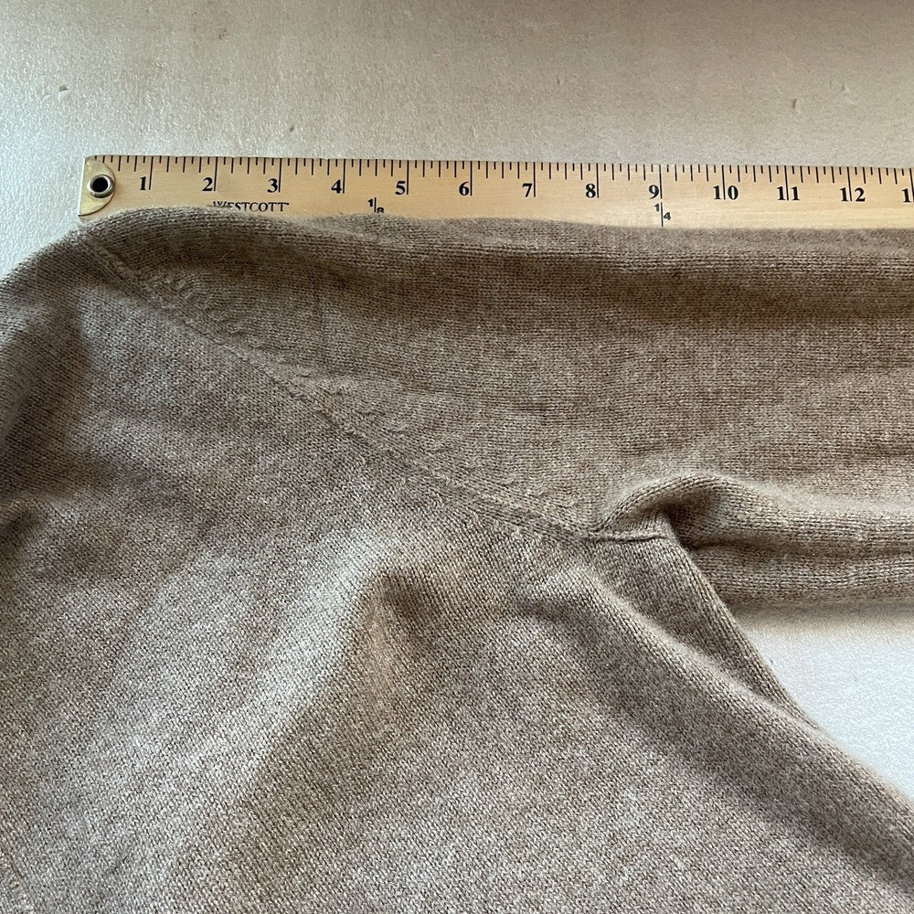 VINCE Raglan Sleeve Cashmere Wool Polo‎ Sweater Women L Chestnut Brown Knit Luxe - Picture 7 of 13
